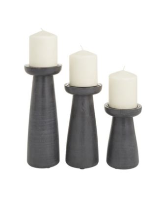 by Cosmopolitan Mango Wood Modern Candle Holder, Set of 3