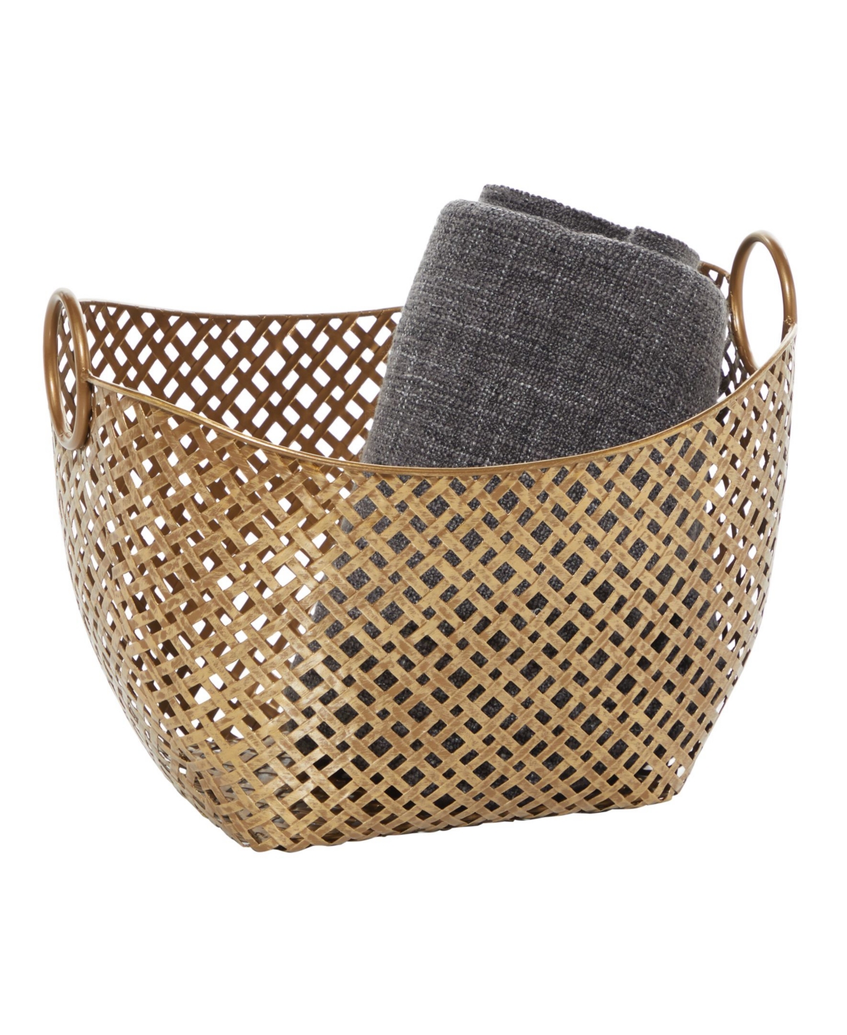 Rosemary Lane Metal Contemporary Storage Basket, 11" X 17" In Gold-tone