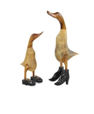 Bamboo Coastal Duck Sculpture, Set of 2