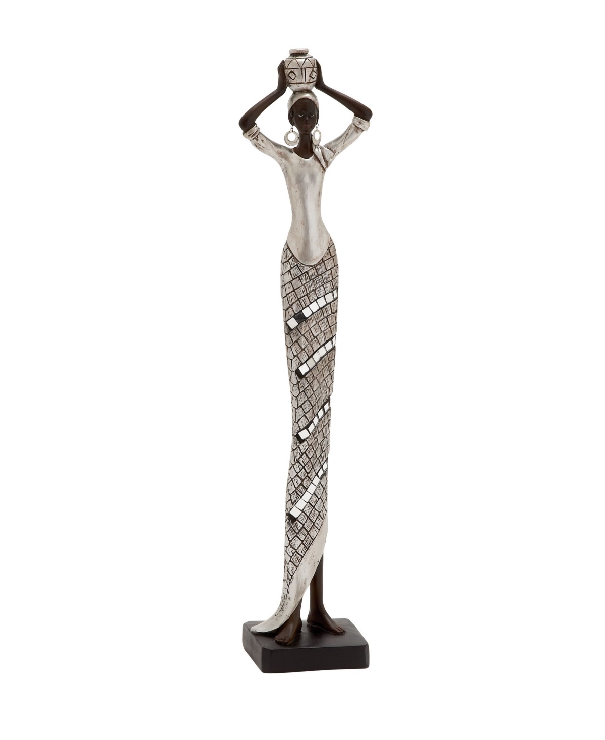 Rosemary Lane Eclectic African Lady Sculpture, 19" X 4" In Silver-tone