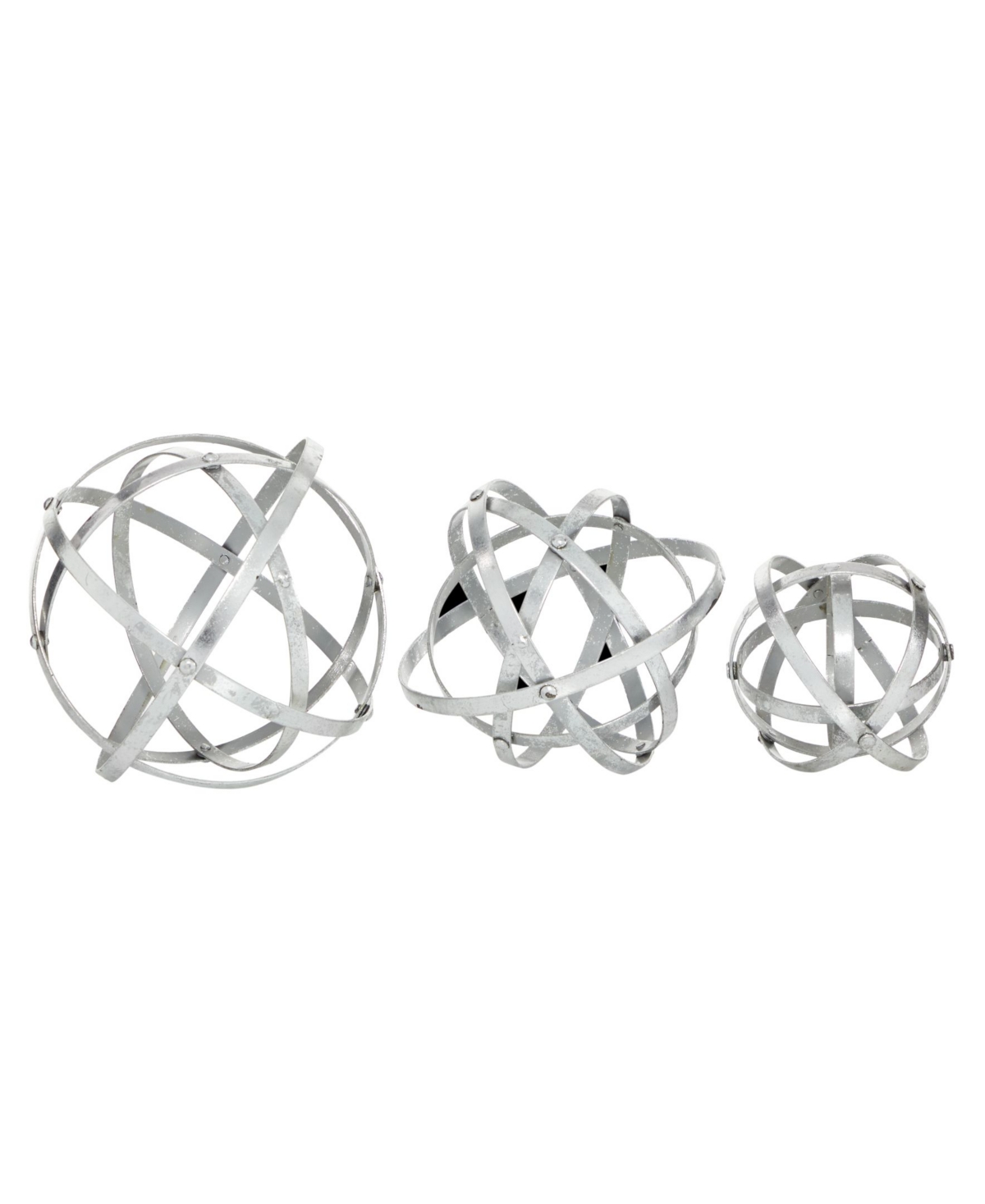 Rosemary Lane Metal Modern Orbs Balls Sculpture, Set Of 3 In Silver-tone