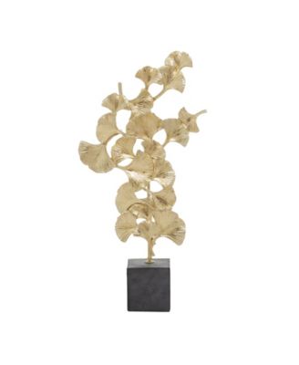 Polyresin Contemporary Gingko Leaf Sculpture, 20" x 10"