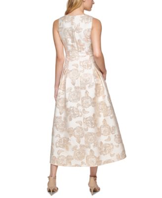 Eliza J Floral-Jacquard High-Low Midi 