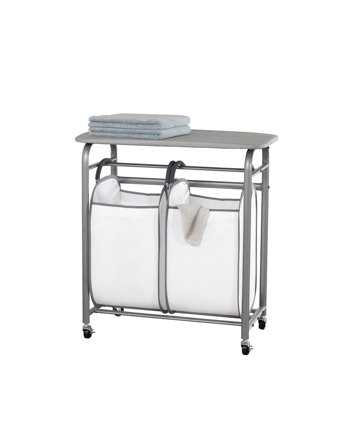 Shop Neatfreak Easy Access Double Laundry Sorter With Folding Table In Brushed Nickel