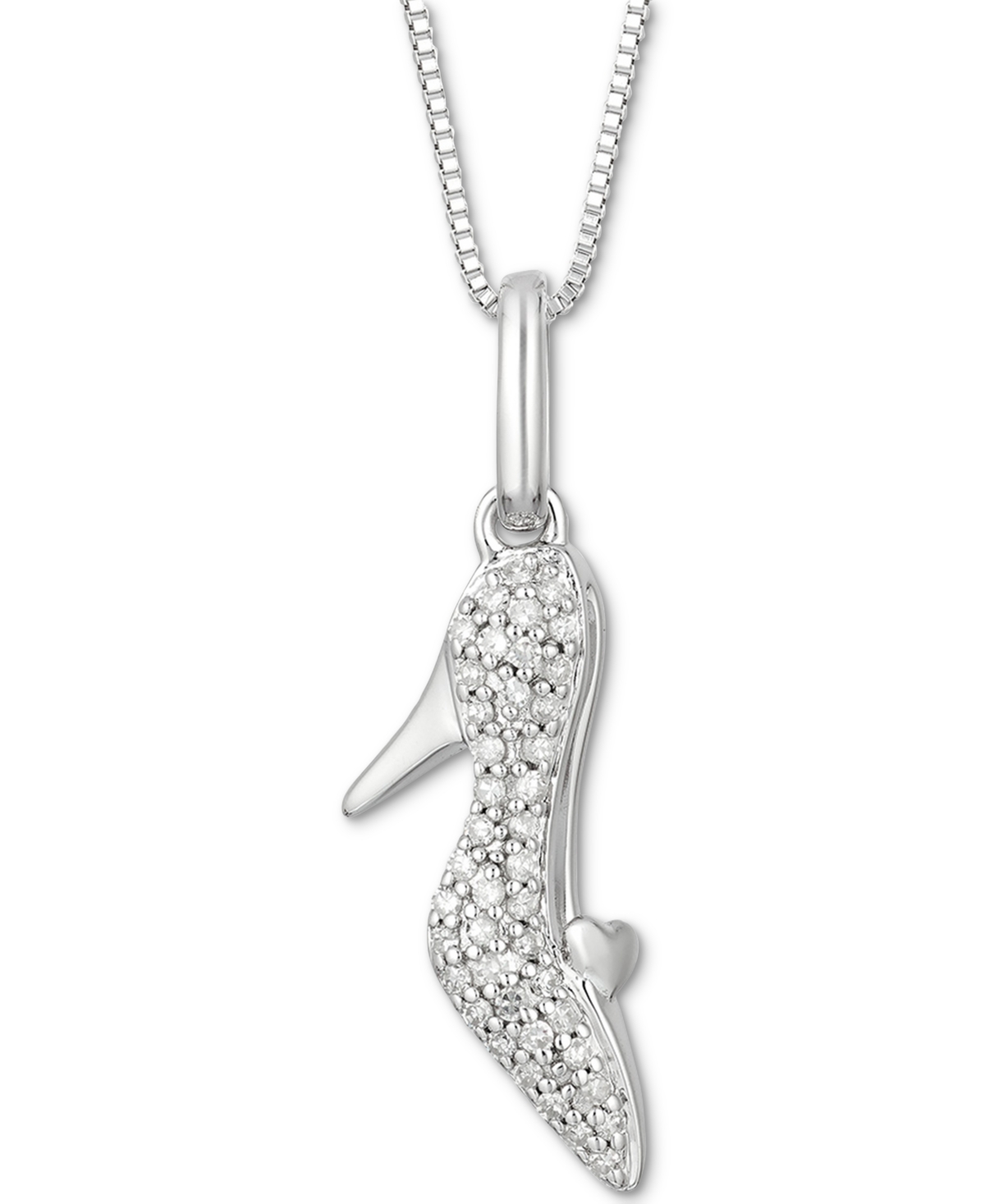 Diamond Cinderella Slipper Pendant Necklace (1/10 ct. t.w.) in Sterling Silver, 16" + 2" extender - Sterling Sliver