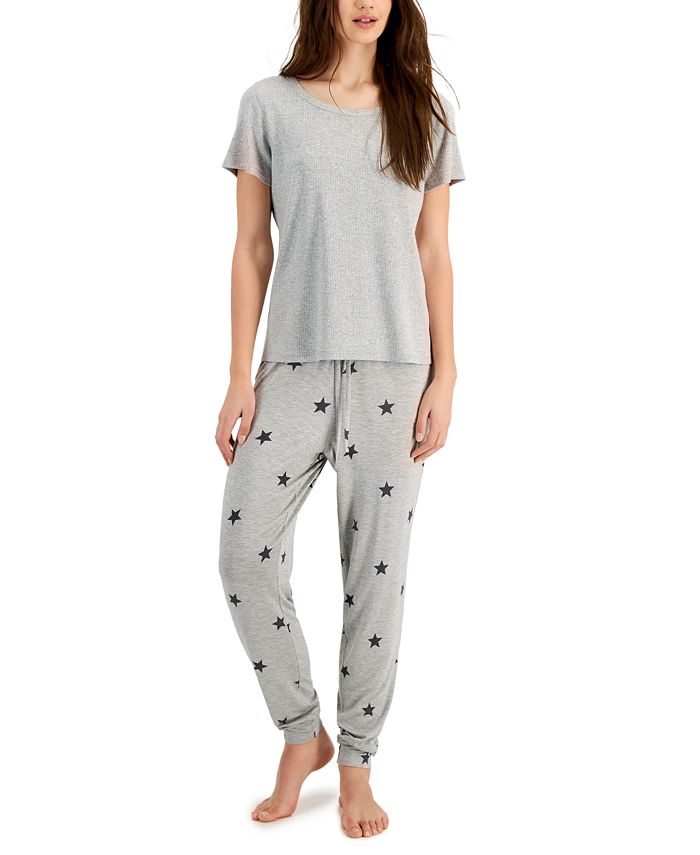 Jenni Solid Sleep Top & Printed Sleep Jogger Pants, for Macy's - Macy's