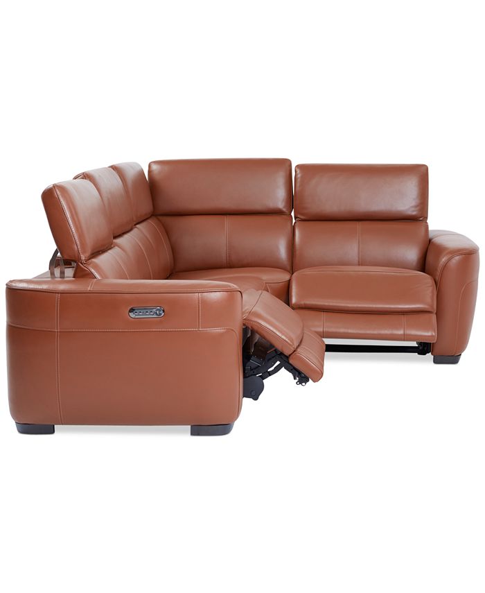 Furniture Lexanna 4Pc. Leather Sectional with 2 Power Motion Recliners