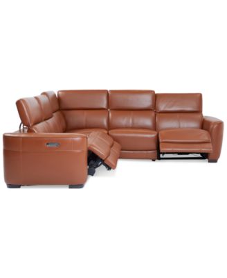 Lexanna 5-Pc. Leather Sectional with 3 Power Motion Recliners, Created for Macy's