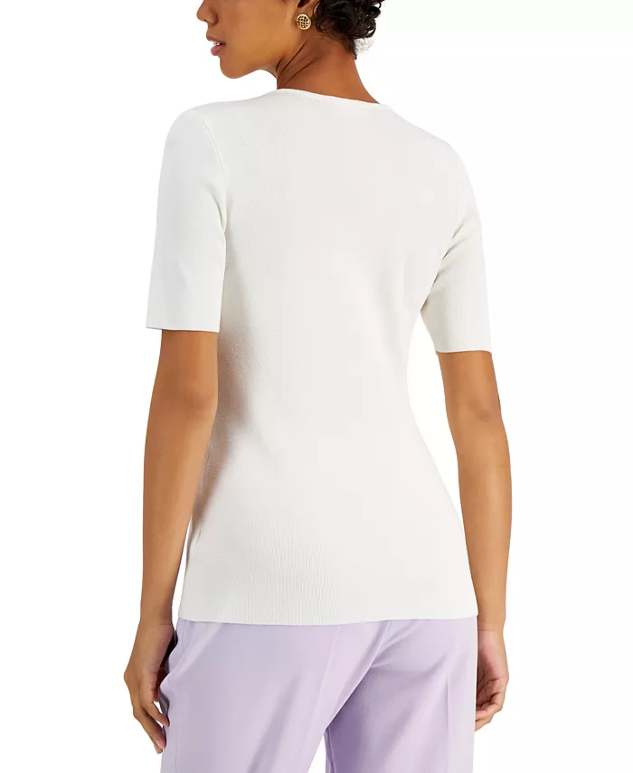 Women's Fine-Rib Crewneck Sweater T-Shirt - thumbnail 3