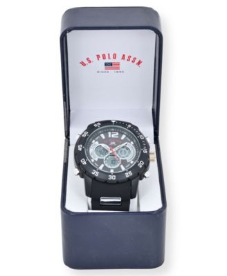 U.S. Polo Association Men's Black and Silver Strap Watch