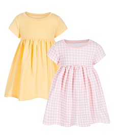 Baby Girls 2-Pk. Gingham & Solid Dress, Created for Macy's