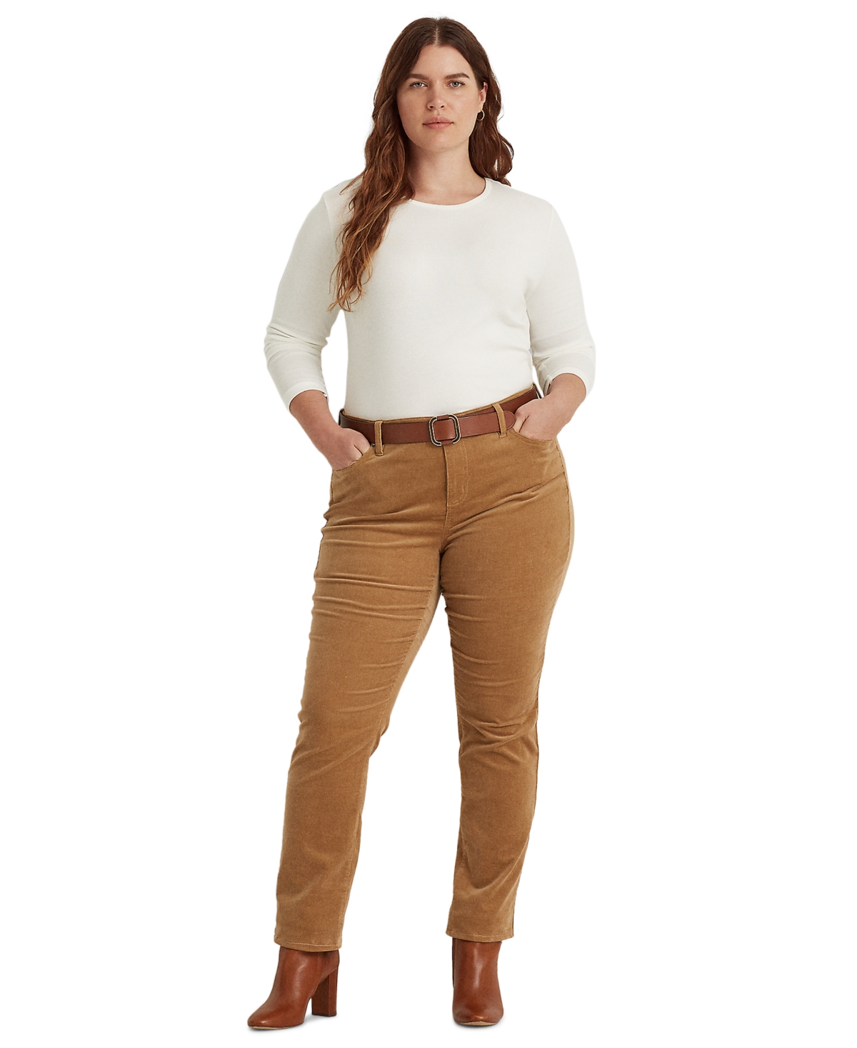 Lauren Ralph Lauren Plus Size Stretch Long-Sleeve Tee