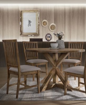 Venus Antique-Like Natural Oak Slat Back Dining Chairs, Set of 2