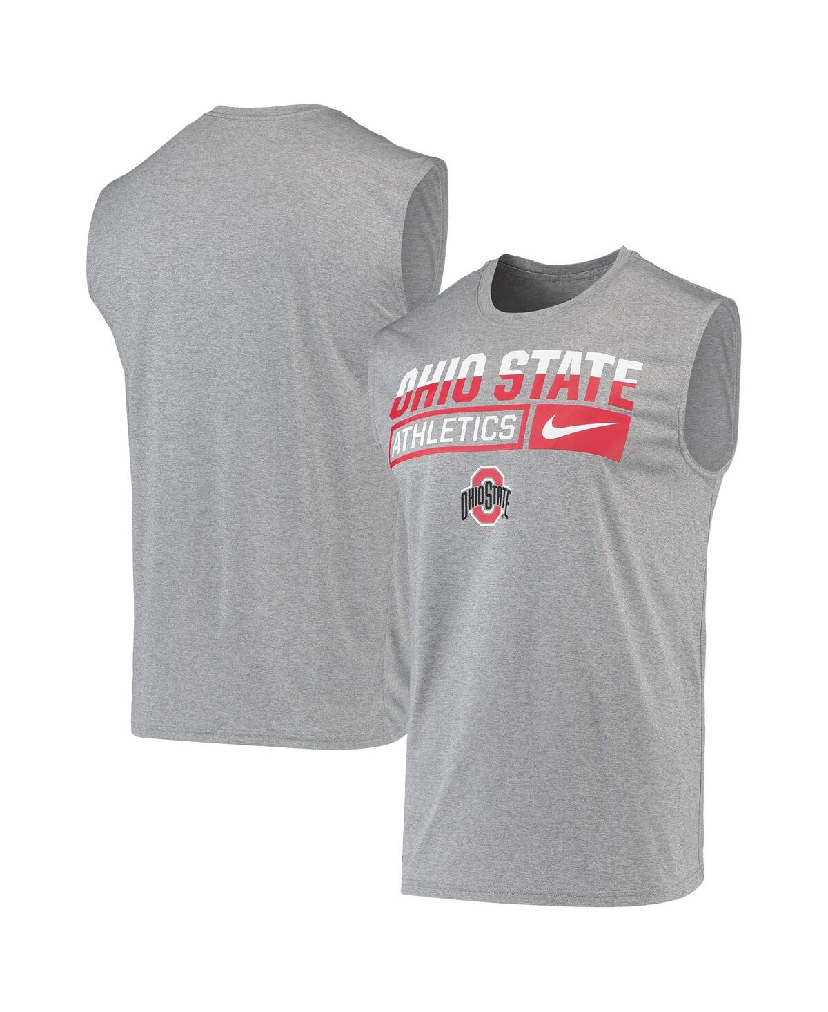 Men's Heathered Gray Ohio State Buckeyes Wordmark Drop Legend Performance Tank Top
