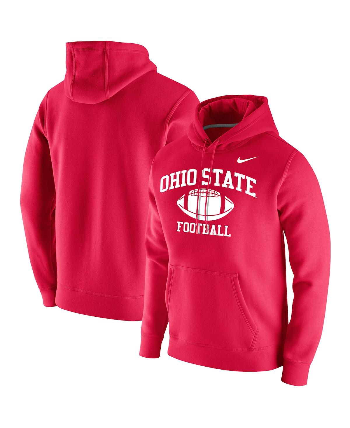 Men's Scarlet Ohio State Buckeyes Retro Football Club Fleece Pullover Hoodie