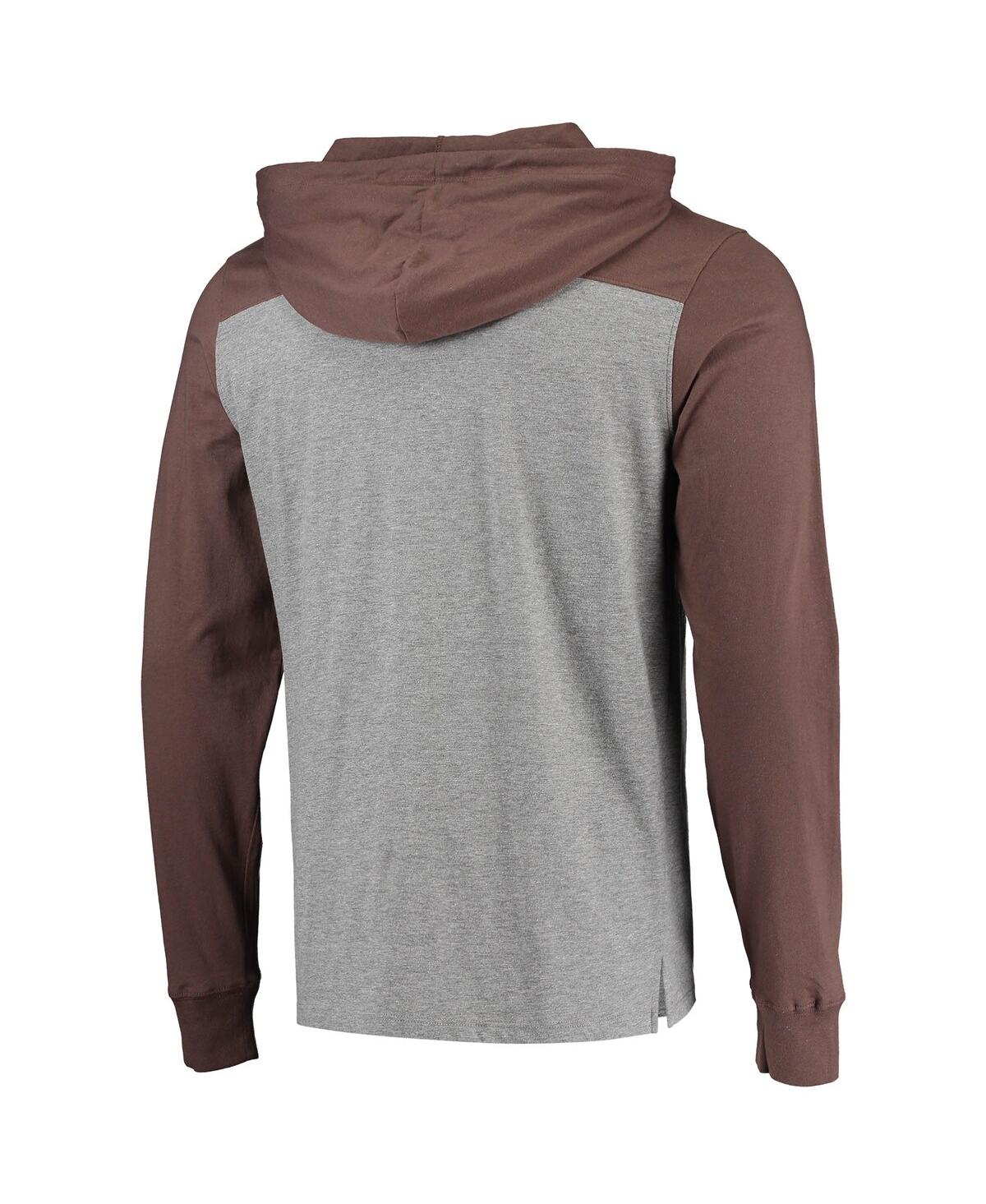Shop 47 Brand Men's Heathered Gray, Brown Cleveland Browns Franklin Wooster Long Sleeve Hoodie T-shirt In Heathered Gray,brown