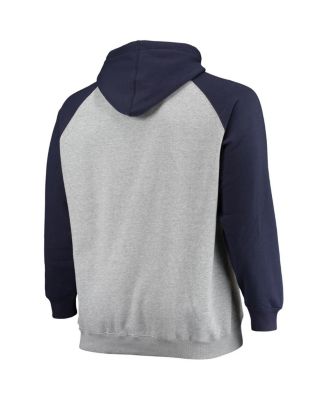 Men's Heathered Gray, Deep Sea Blue Seattle Kraken Big and Tall Raglan Pullover Hoodie