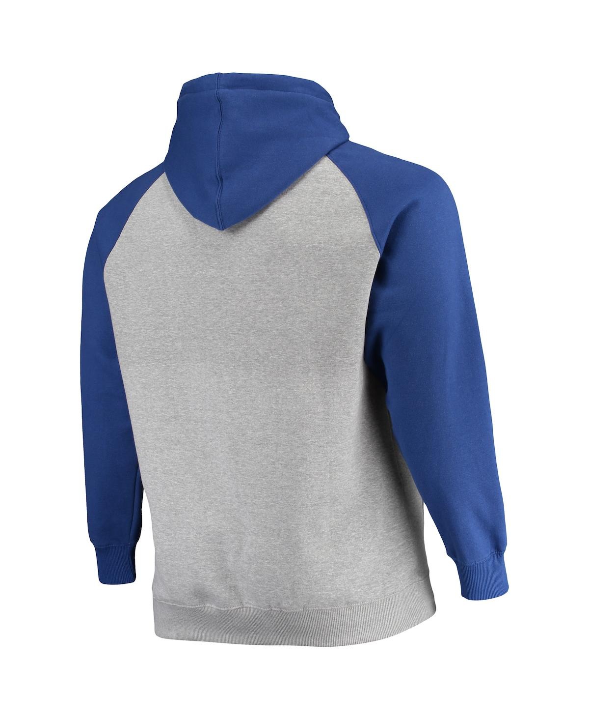 Men's Royal Los Angeles Dodgers Big and Tall Raglan Pullover Hoodie - Royal