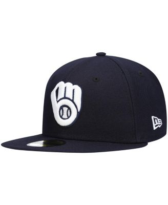 Milwaukee Brewers New Era on Field Diamond Era 59FIFTY Fitted Hat - White/Navy