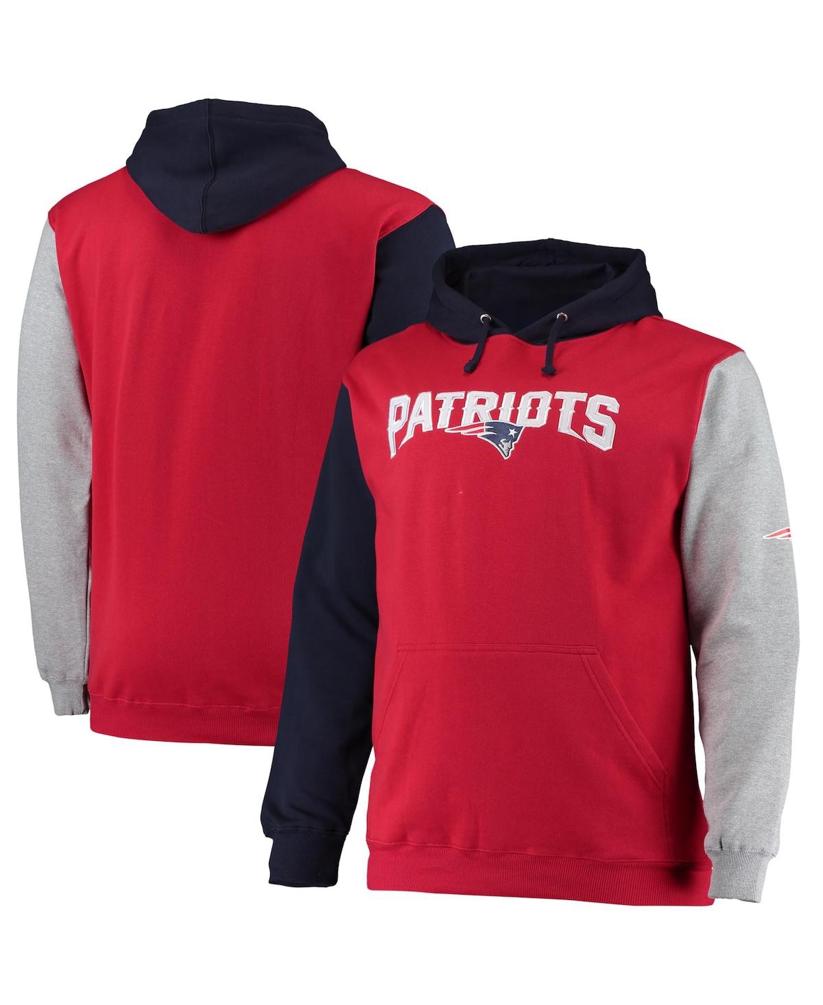 Profile Men's Navy, Red New England Patriots Big And Tall Pullover Hoodie In Navy,red