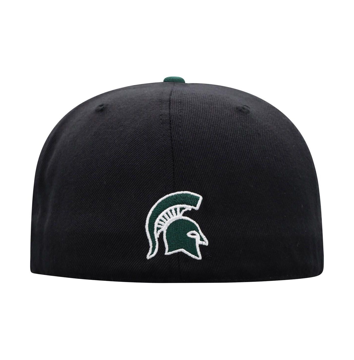 Мужская кепка Top of the World Black and Green Michigan State Spartans Team Color Two-Tone Fitted Hat — фото 3