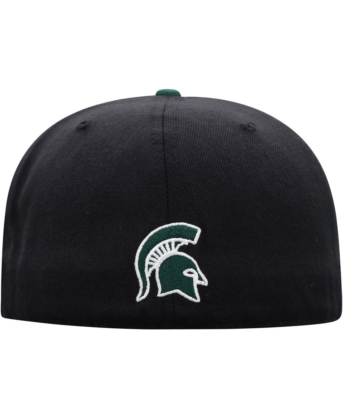 Shop Top Of The World Men's Black And Green Michigan State Spartans Team Color Two-tone Fitted Hat In Black,green