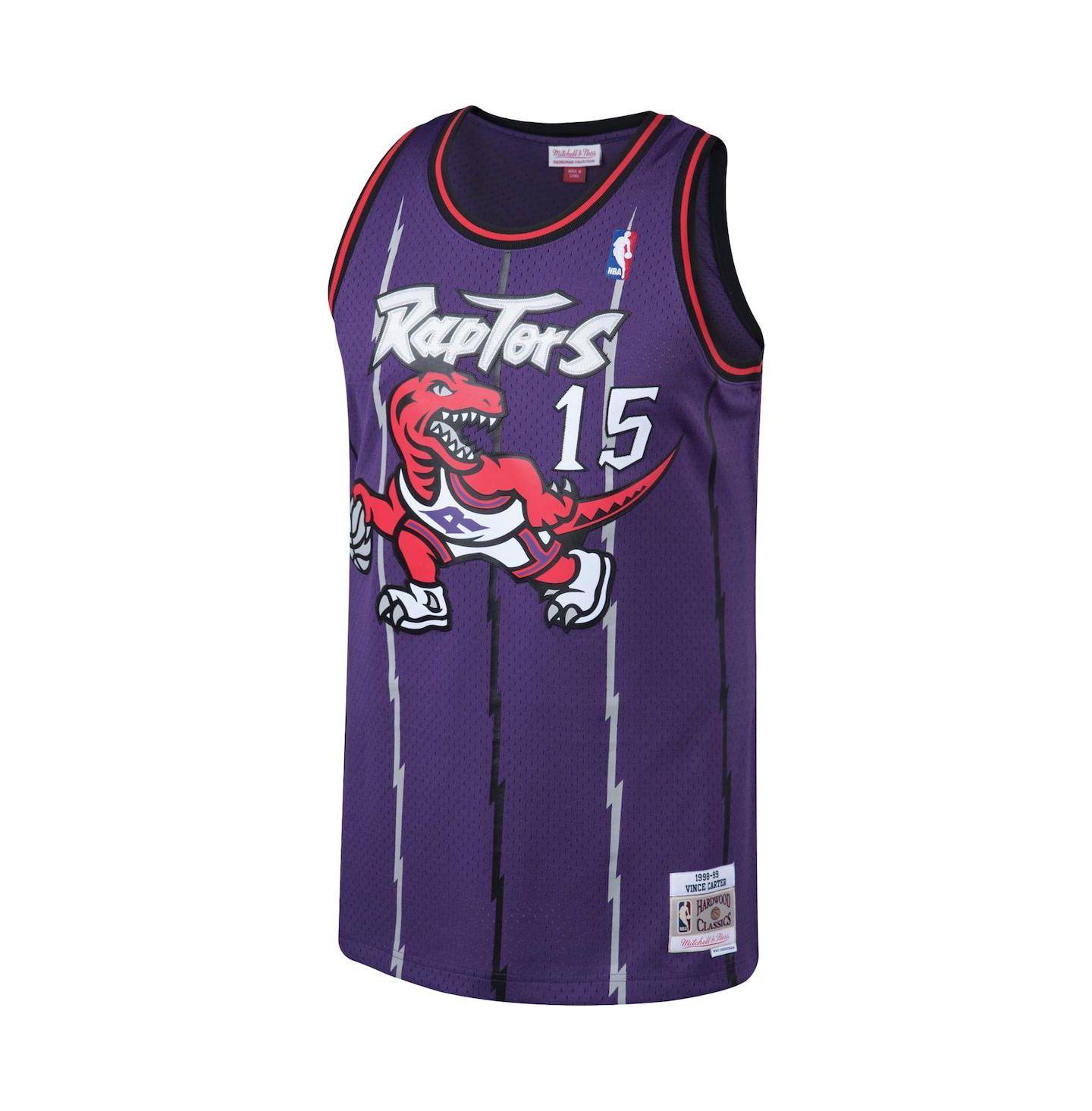 Мужской топ Mitchell & Ness Vince Carter Purple Toronto Raptors Big and Tall Hardwood Classics Jersey — фото 3