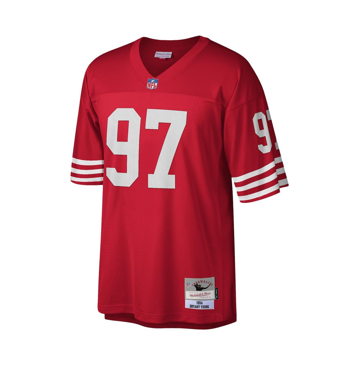 Мужской топ Mitchell & Ness Bryant Young Scarlet San Francisco 49ers 1994 Legacy Replica Jersey — фото 3