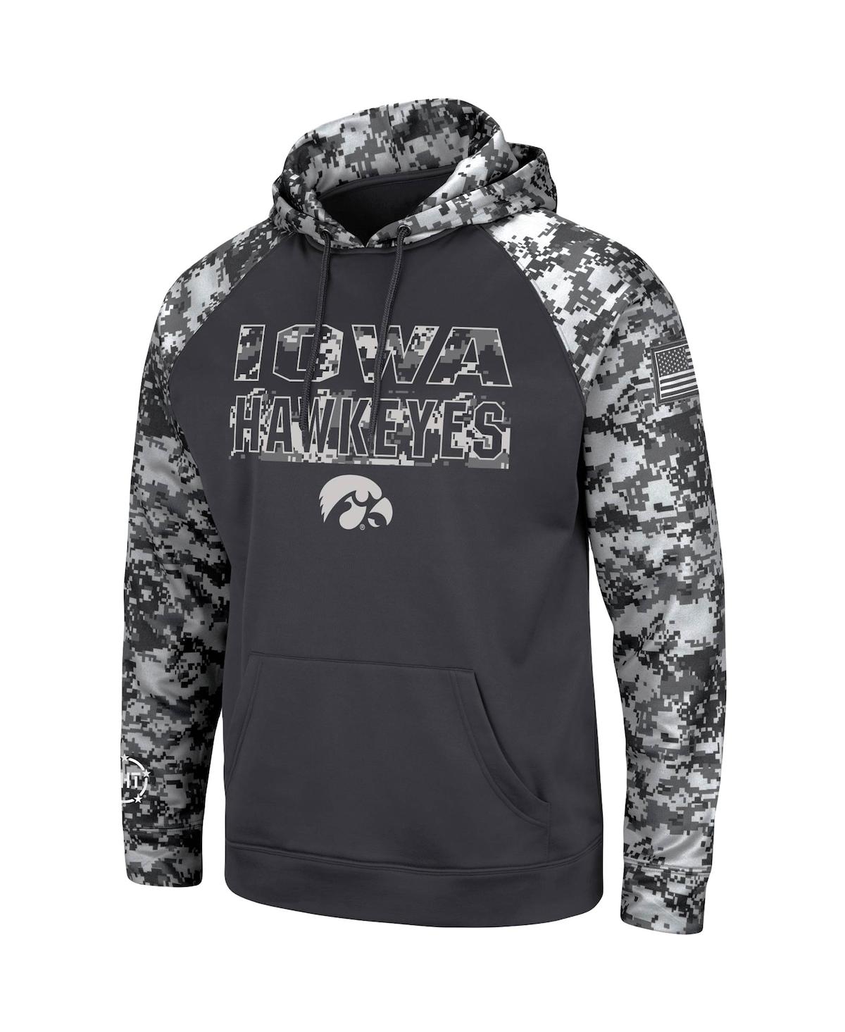 Colosseum Charcoal Iowa Hawkeyes Oht Military Appreciation Digital Camo Pullover Hoodie In Charcoal