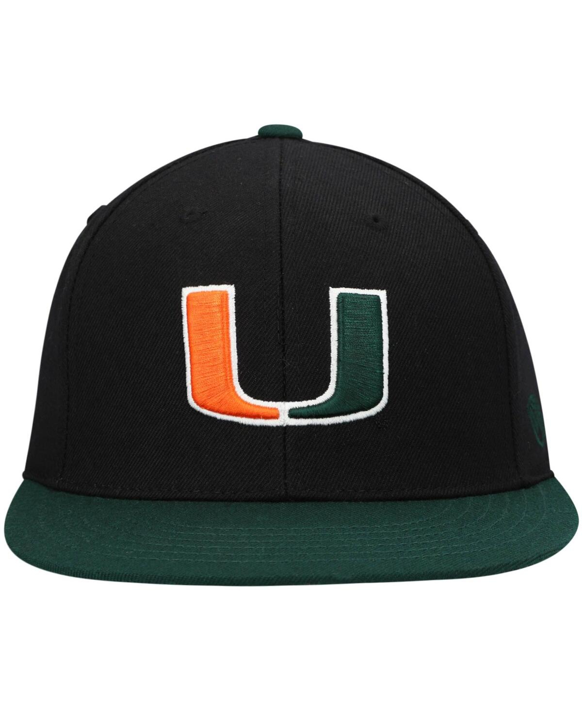 Men'sand Green Miami Hurricanes Team Color Two-Tone Fitted Hat - Black, Green