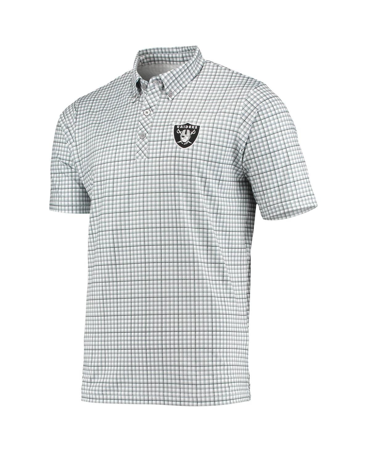 Shop Antigua Men's Gray, Black Las Vegas Raiders Deliver Button-down Polo Shirt In Gray,black