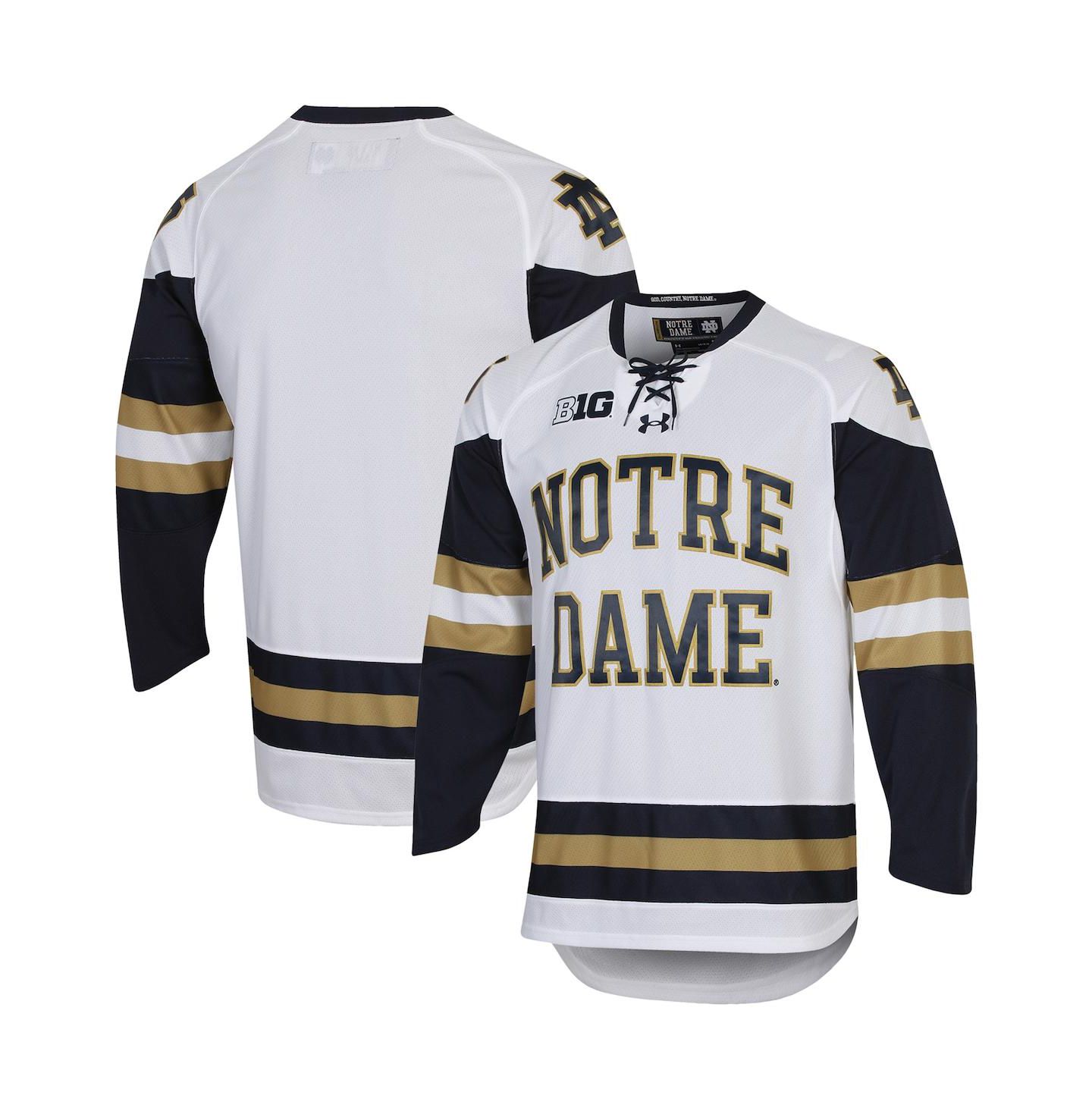 Мужской топ Under Armour Notre Dame Fighting Irish UA Replica Hockey Jersey, цвет: Тёмно-синий — фото 6
