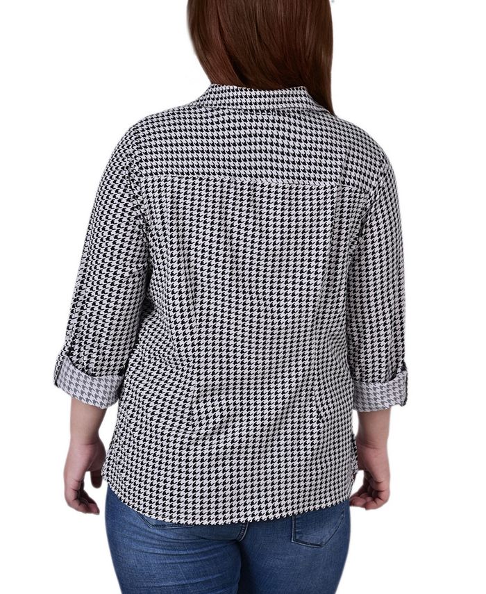 Black Gold Harlie 3/4 Roll Tab Blouse With Pockets - Plus Size