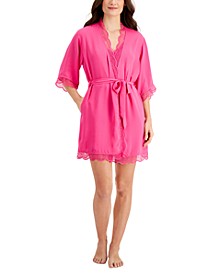 Lace Trim Short Robe, Created for Macy's