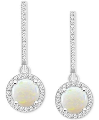 Rhodolite Garnet (2-1/5 ct. t.w.) & Diamond (1/3 ct. t.w.) Leverback Drop Earrings in Sterling Silver (Also in Opal, Blue Topaz, Amethyst, Peridot, & Citrine)