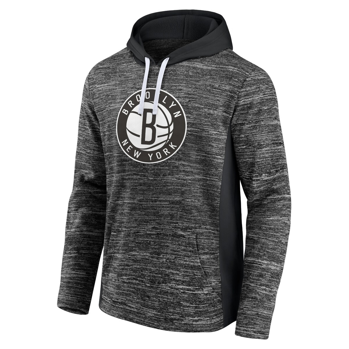 Fanatics Men's Heathered Charcoal, Black Brooklyn Nets Instant Replay Colorblocked Pullover Hoodie In Heather Charcoal
