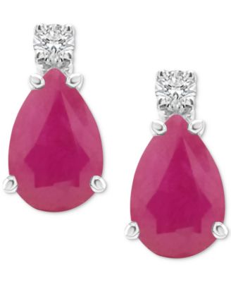 Sapphire (1-7/8 ct. t.w.) & Diamond Accent Stud Earrings in 14k White Gold (Also in Emerald & Ruby)