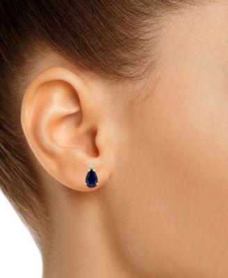 Sapphire (1 ct. t.w.) & Diamond Accent Stud Earrings in 14k Gold (Also in Emerald, Ruby, & Tanzanite)
