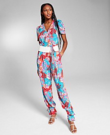 Jeannie Mai X INC Printed V-Neck Jumpsuit, Created for Macy's