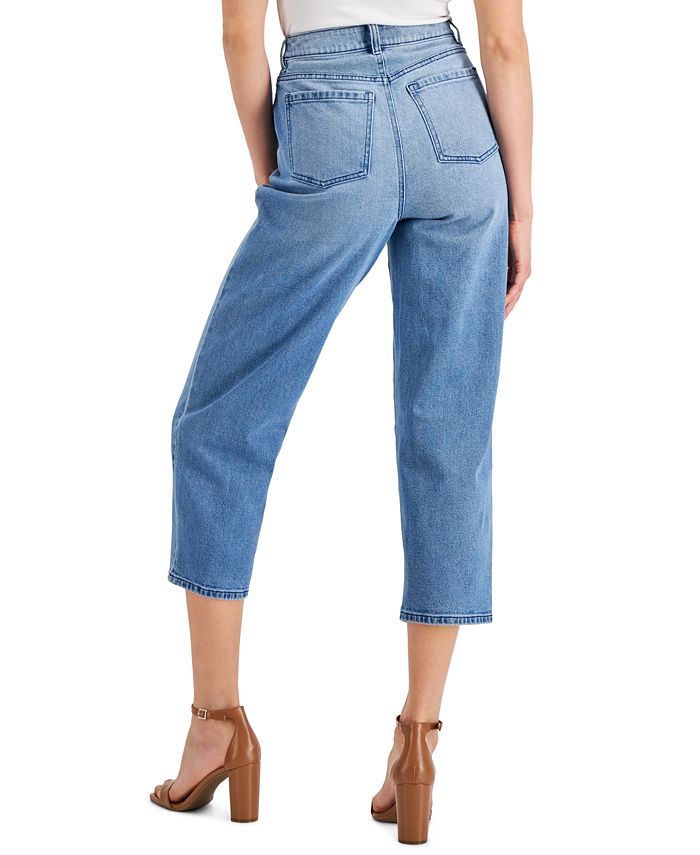 Style & Co Curvy-Fit Straight Cropped Mom Jeans, Created for Macy's ...