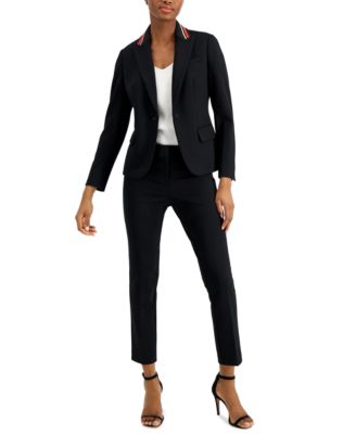 Anne Klein Petite Striped-Collar Open 