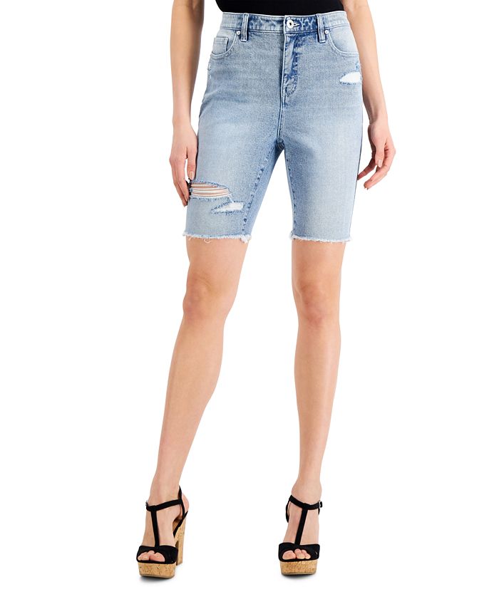 Style & Co Ripped Denim Bermuda Shorts, Created for Macy's - Macy's
