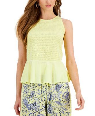 INC International Concepts - Petite Smocked Peplum Tank