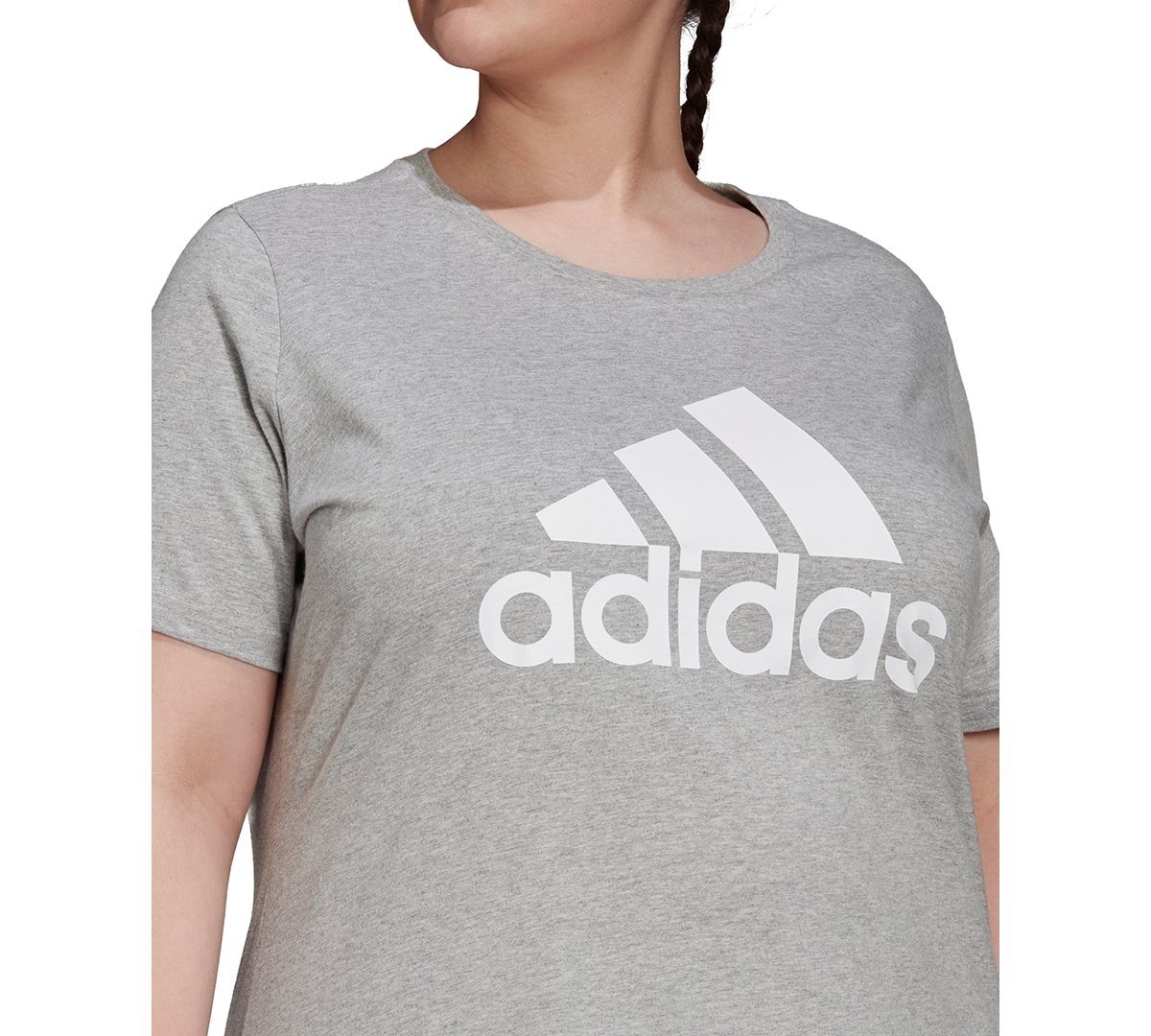 Adidas Originals Womens Crew Neck Short Sleeve Active T-shirt In Medium Grey Heather,white
