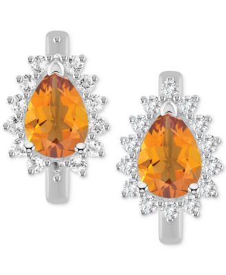 Amethyst (1-1/3 ct. t.w.) & White Topaz (1/3 ct. t.w.) Hoop Earrings in Sterling Silver (Also Available in Citrine, Rhodolite Garnet, Peridot, & Blue Topaz)