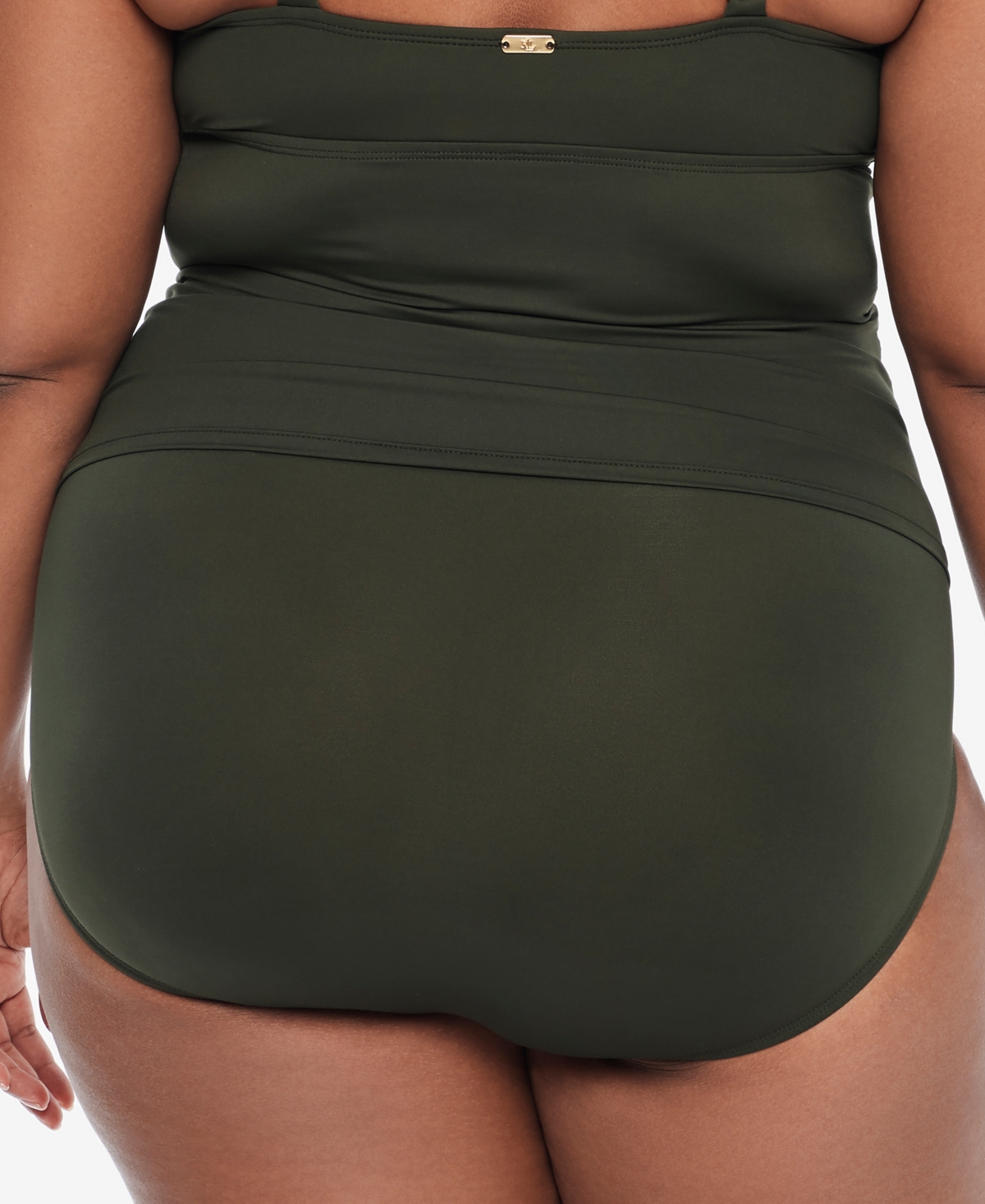 Lauren Ralph Lauren Plus Size Shirred High-Waist Swim Bottoms