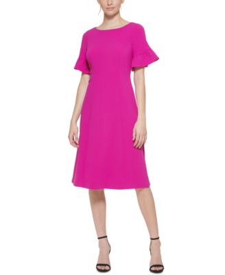 petite fit and flare dress with sleeves