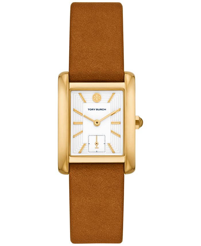 Tory Burch Women's The Eleanor Luggage Leather Strap Watch 24mm - Macy's