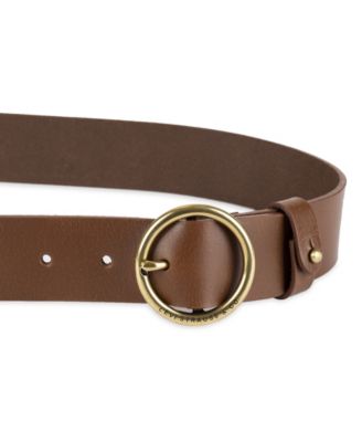 Women's Circular Center Bar Buckle Leather Belt