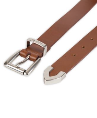 Women's Western Metal Tip End Leather Pant Belt